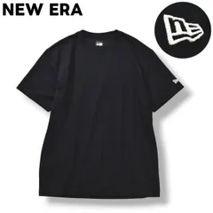 【美品】 ニューエラ NEW ERA Tシャツ クルーネック カットソー ワンポイント ロゴ 刺繍 ルーズ ビッグシルエット オーバーサイズ XL ブラック ストリート カジュアル ウェア メンズ