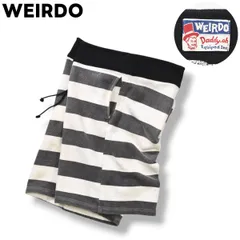 日本製 ウィアード WEIRDO ワンポイント ロゴ スウェット トレーナー ショーツ ショート パンツ ビッグシルエット 裏地 パイル XL ボーダー柄 グレー メンズのサムネイル