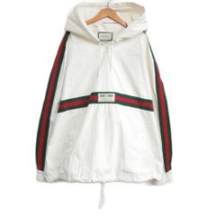 구찌 GUCCI 21AW 셰리 라인 코튼 캔버스 윈드 브레이커 아노락 파카 큰 사이즈 56 화이트 화이트 594861 ■ MNK5