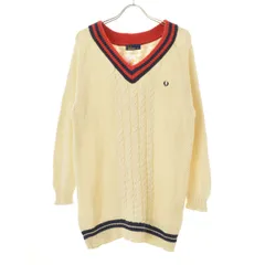 【FREDPERRY】F7075 コットンリネン ケーブル Vネック長袖ニットセーター