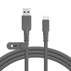 MOTTERU (モッテル) 5Gbpsシリコンケーブル USB-A to USB-C iPhone16 15 Android各種 しなやか 絡まない USB3.2 Gen1 高速データ転送 ケーブルバンド付 2m スモーキーブラック MOT-SCB ...