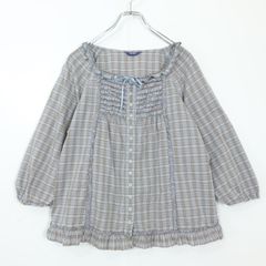 ピンクハウス　ギンガム　チェック　ブラウス　長袖　リボン　コサージュ　綿ローン ピンクハウス ギンガム チェック ブラウス 長袖 リボン コサージュ 綿