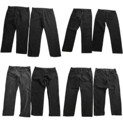 古着卸 まとめ売り RUSTLER ラスラー ブラックデニム パンツ 8枚セット (メンズ 40 /38 ) グレー アメカジ 中古 古着 NE1316
