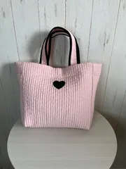 ハート刺繍　ヌビバッグ　（パステル系）