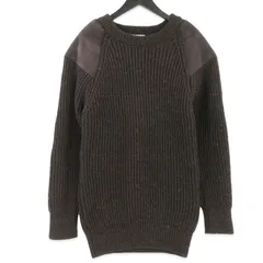 美品 BLACK SHEEP ブラックシープ パッチクルーネックセーター SG01  スエードパッチ 英国製 ダークブラウン S  99000843