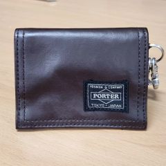 ポーター カーム 二つ折り財布 キャメル レザー しぼ革 コンパクト