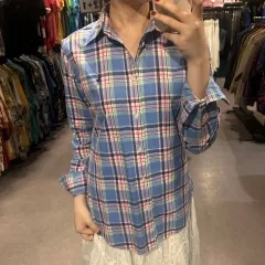 (790) POLO ポロ ラルフローレン CHECK シャツ ライトブルー