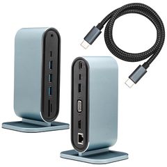 [신품] Leehitech 12-in-1 도킹 스테이션 [4K HDMI+1080P VGA+4*USB 3.0+100M RJ45+PD100W 충전+Type C 데이터 전송+TF&SD+3.5mm 헤드폰 잭] 여러 포트가 동시에 동작 0