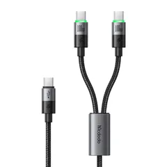 Mcdodo 2in1 急速充電ケーブル USB-C to USB-C&Type-Cケーブル 100W PD急速充電 Type-Cコード 高速データ転送 アルミ合金シェル 丈夫なナイロン編み LED表示ライト付き タイプC 充電コード MacBook ...