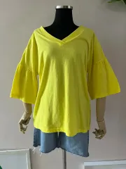 フリルエクスオーバーサイズTシャツ(黄色)