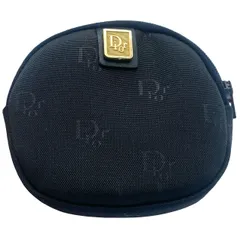 美品 Christian Dior クリスチャンディオール コインケース 小銭入れ トロッター柄 ロゴ ラウンド型 ネイビー フランス製