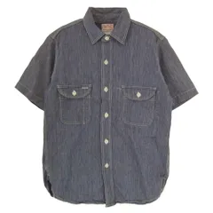 BOOTLEGGERS ブートレガーズ ヒッコリー ストライプ 半袖 シャツ インディゴブルー系 15【中古】のサムネイル
