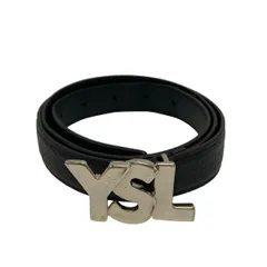 YvesSaintLaurent(イヴサンローラン) ベルト 90・36 - 黒×シルバー レザー