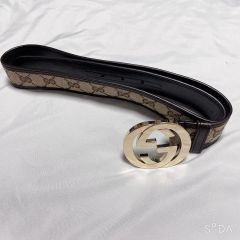 GUCCI グッチ ダブルG ベルト 212956 ブラウン ベージュ レザー GUCCI グッチ ダブルG ベルト 212956 ブラウン ベージュ レザー - メルカリ