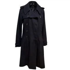 ページボーイ PAGEBOY ウール混 フレアロングコート 38 ダブル仕立て 黒のサムネイル