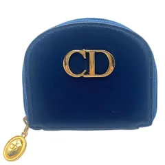 Christian Dior クリスチャンディオール コインケース 小銭入れ CDロゴ レザー ヴィンテージ ブルー レディース