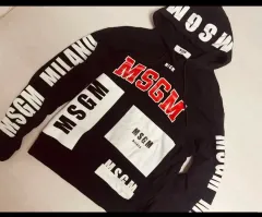 MSGM ブラック裏起毛パーカー ビックロゴ 裏起毛パーカー Sのサムネイル