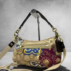 コーチ ポピー シグネチャー スタッズ 2way ショルダーバッグ y2k archive グラフィック coach poppy signature studs 2way shoulder bag handbag y2k graphic rare 2743