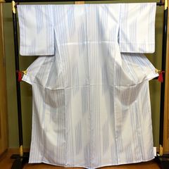 ◇2667◇夏着物 縦絽 うすもの 正絹絽 小紋 流水に蜻蛉 単衣 身丈156