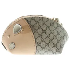 GUCCI (グッチ) GGプラス ピッグ コインケース 小物入れ ポーチ ベージュ PVC×レザー 256866 ゴールド金具