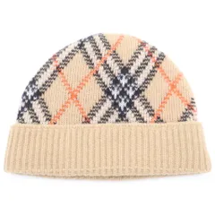BURBERRY (バーバリー) チェック カシミヤビーニー 帽子 ニット帽 8098886 ベージュのサムネイル