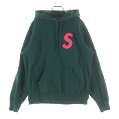 supreme☆刺繍ロゴ Sロゴ プルオーバーパーカー 赤/緑 L《極美品 