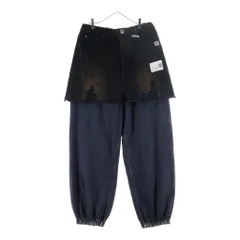 MAISON MIHARAYASUHIRO (メゾンミハラヤスヒロ) Waist Layered Denim pants ダメージ加工 ウエスト レイヤード ドッキング ジップフライ スウェット デニムパンツ ブラック A15PT023のサムネイル