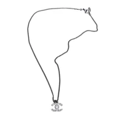 極美品 CHANEL シャネル ネックレス ラインストーン ココマーク シルバー 10V necklace CC rhinestone SV 10V 美品 中古 4a000630