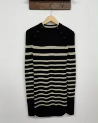 36 Isabel Marant イサベル マラン 麻 下 ストライプ ニット セーター ミニ ドレスのサムネイル