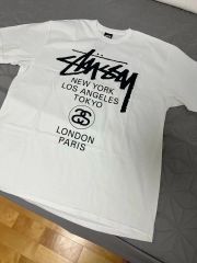 STUSSY ラグランTシャツ ワールドツアー スプレーアート ゴールド M