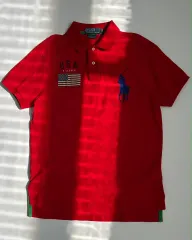M ポロ ラルフローレン ビックポニー USA 星条旗 pk 半袖 カラーTシャツ
