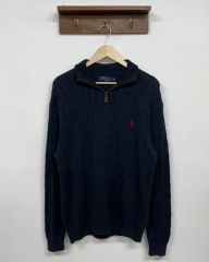 現行QR ポロラルフローレン ハーフジップ ケーブルニット カシミヤ混 