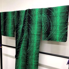 浴衣 洗える着物 蝶 グリーンカラー 身丈65.5 裄65 着物 052tz - メルカリ