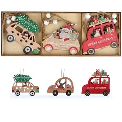 クリスマスツリーオーナメント クリスマスオーナメント デコレーション 飾り付け ギフトタグ 木製 サンタクロース トナカイ 雪だるま クリスマスツリー クリスマスツリー飾り チャーム パーツ アクセサリー 飾り Xmas Christmas decorat 1