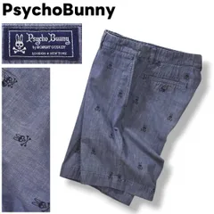 日本製 サイコバニー PsychoBunny フェアファクス コレクティブ FAIRFAX COLLECTIVE ロゴ プリント コットン ショーツ ショート パンツ ジップアップ S 総柄 インディゴ メンズのサムネイル