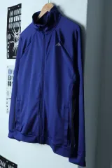 (L-XL) アディダス ジップアップ ジャージ トラックジャージ ラグラン 機能性 ブルー-154E6