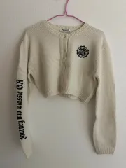 GROVE グローブ アイボリー クロップド カーディガン