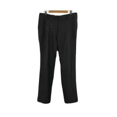 ユーバイウンガロ U by ungaro パンツ テーパード ロング ウール チェック 42 黒 グレー ブラック
