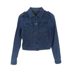 GUESS (WOMEN - XS) コットン ナイロン ポリ クロップド デニム ジャケットのサムネイル