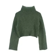 ZARA（WOMEN - S）アルパカ ウール ブレンド クロップド ハイネック ニット トップス