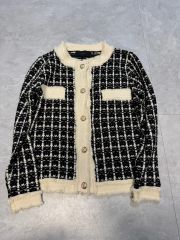 美品】CELFORD セルフォード ツイード ノーカラー ニット カーディガン