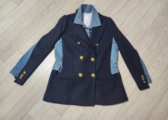 sacai サカイ ノーカラー デニムパンチングジャケット ブラック 25ss sacai サカイ ノーカラー デニムパンチングジャケット ブラック 25ss
