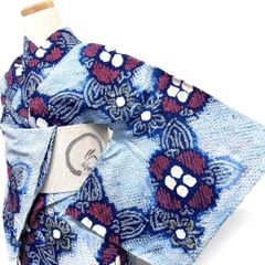 有松鳴海絞り 浴衣 有松絞り 藍染 菱 花模様 着物 043b p - メルカリ