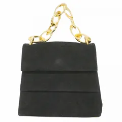 ★SALE【6dd4300】サルヴァトーレフェラガモ ハンドバッグ スウェード ブラック ゴールド金具【中古】レディース