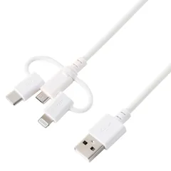 エレコム 3in1 充電ケーブル [ Lightning+Type-C+microUSB ] 1m やわらかケーブル USB-A接続 Apple認証品 【MFi認証取得品】 【 iPhone/MacBook/iPad/Galaxy/Android な ...