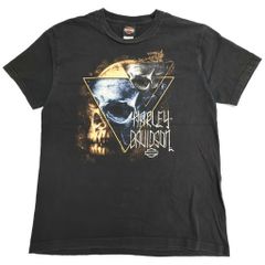 USA製 HARLEY DAVIDSON ハーレーダビッドソン 半袖Ｔシャツ モーターサイクル スカル ブラック(メンズ LARGE)中古 古着 Y0299