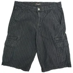 Guess ゲス カーゴショートパンツ ストライプ ブラック(メンズ W34)中古 古着 Y0365のサムネイル