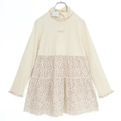 【新品タグ付！】ピンクハウス★お花がいっぱい♪ミニワンピース ティアード ピコレース ロゴpt ハイネック アイボリー系 z19918のサムネイル