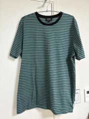 美品】A.P.C ストライプシャツ Mサイズ カーキ色 ロゴ入り - メルカリ