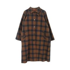 美品 】TELA テラ チェック柄 ロングコート ステンカラー イタリア製 